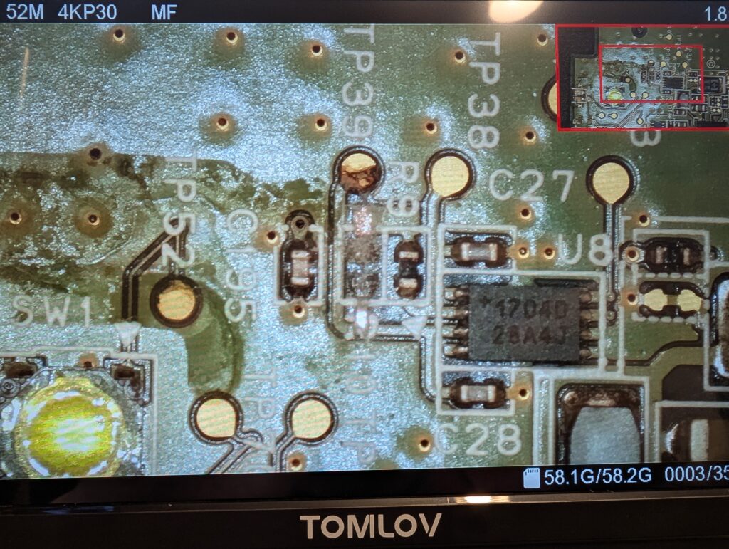 水没した3DSLLの基板修理時の写真